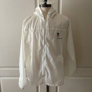 Vintage Windless Coaches Jacket Windbreaker Large White Colonial Golf USA Made